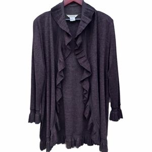 Misook open front ruffle cardigam